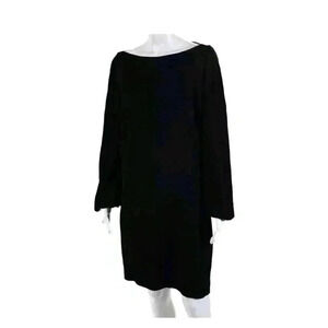 Ralph Lauren Black Label Sil Womens Back Zip Crew Neck Shift Dress Black Size XS